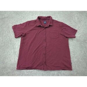 GAP Button Up Shirt Mens XXL Red Chest Pocket Knit Preppy‎ Casual